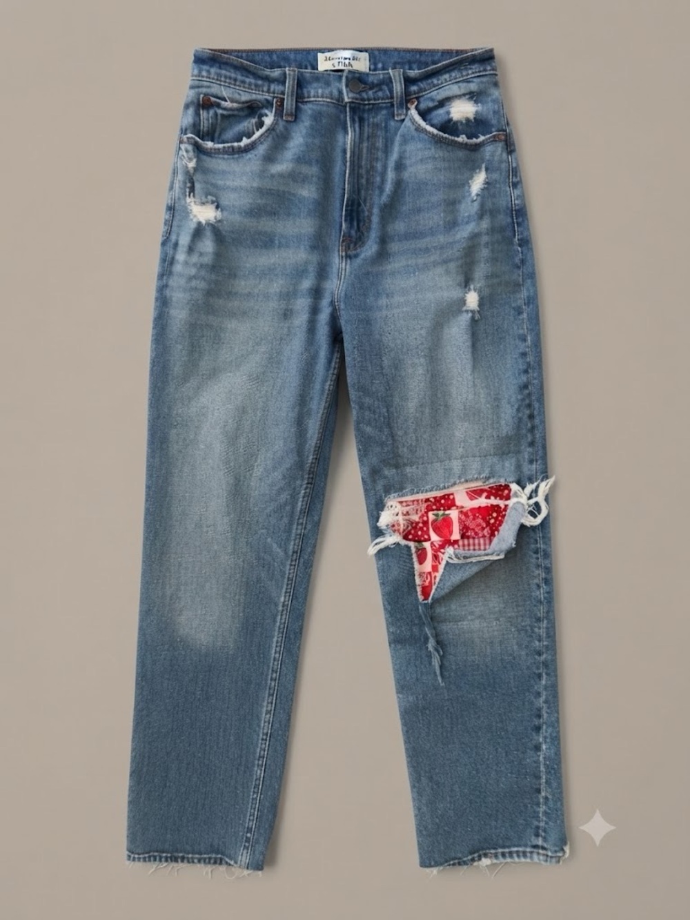UPCYCLED Abercrombie & Fitch size 8 Distressed Patchwork Curvy Jeans